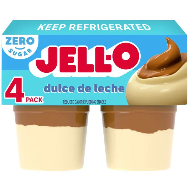 Jell-O Dulce de Leche Sugar Free Refrigerated Pudding Cup Snacks • 4 x 3.88 oz