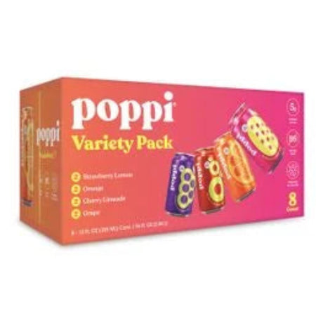 Poppi Prebiotic Soda, Variety Pack 8 x 12 fl oz