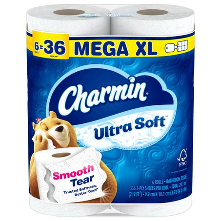 Charmin Ultra Soft Toilet Paper Super Mega Rolls 6 ct
