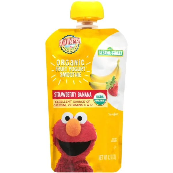 Earth's Best Sesame Street Strawberry Banana Organic Fruit Yogurt Smoothie 4.2 oz