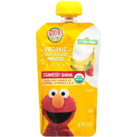 Earth's Best Sesame Street Strawberry Banana Organic Fruit Yogurt Smoothie 4.2 oz