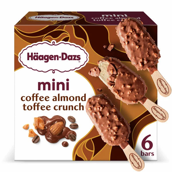 Haagen-Dazs Mini Coffee Almond Toffee Crunch Ice Cream Snack Bars 6 x 1.85 fl oz