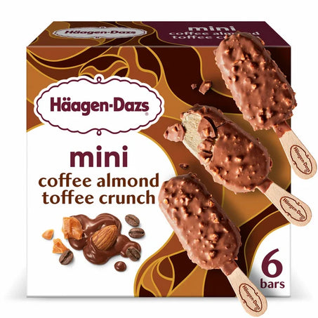 Haagen-Dazs Mini Coffee Almond Toffee Crunch Ice Cream Snack Bars 6 x 1.85 fl oz