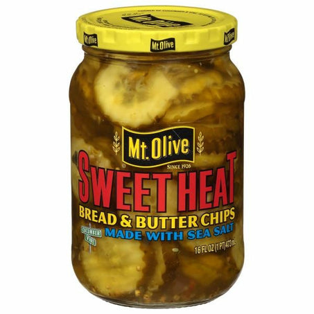 Mt. Olive Sweet Heat Bread & Butter Chips Pickles 16 fl oz