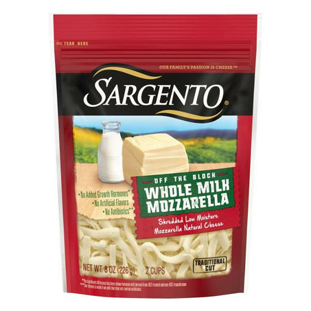 Sargento Shredded Cheese, Whole Milk Mozzarella 8 oz