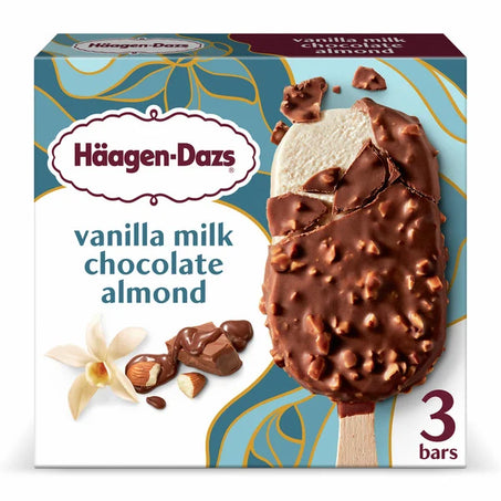 Haagen-Dazs Vanilla Milk Chocolate Almond Ice Cream Snack Bars 3 ct