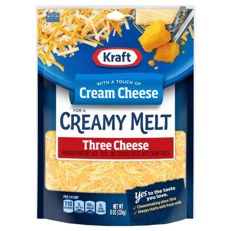 Kraft Cheese, Shredded, Three Cheese 8 oz