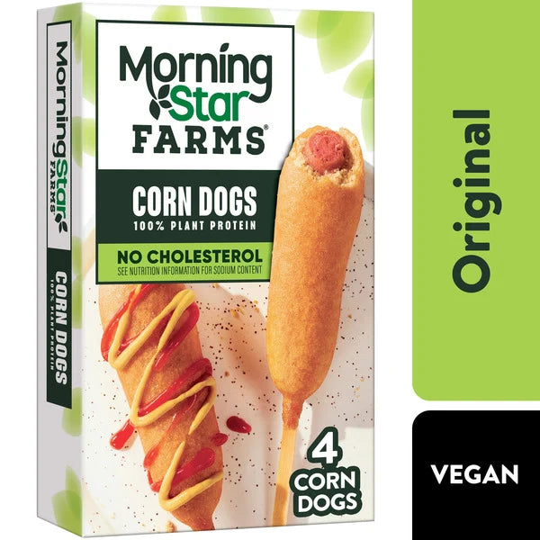 Morning Star Farms Plant Based Corn Dogs Original, Vegan Meat, 10 oz, 4 Count