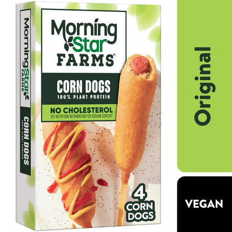 Morning Star Farms Plant Based Corn Dogs Original, Vegan Meat, 10 oz, 4 Count
