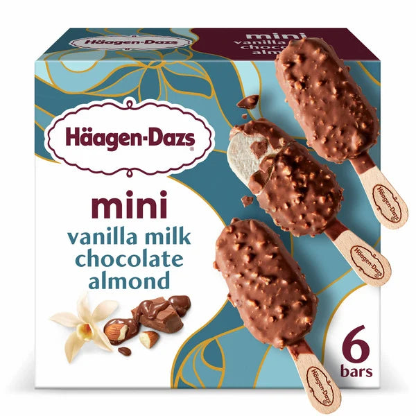 Haagen-Dazs Vanilla Milk Chocolate Almond Ice Cream Mini Bars 6 ct