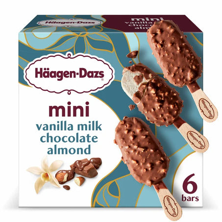 Haagen-Dazs Vanilla Milk Chocolate Almond Ice Cream Mini Bars 6 ct