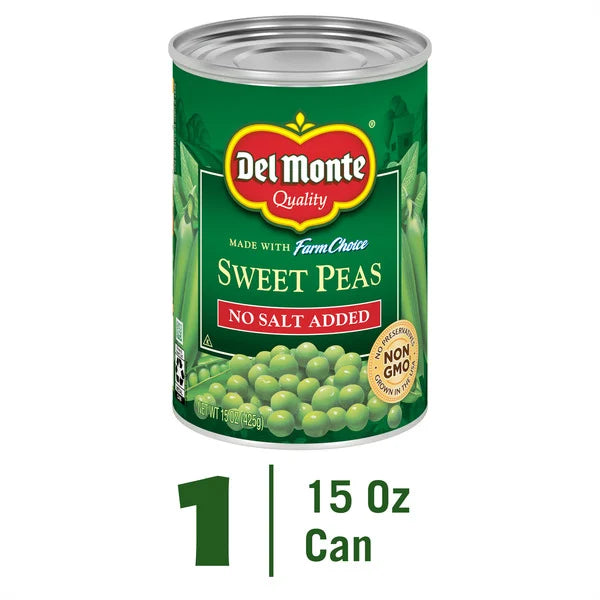 Del Monte Sweet Peas, No Salt Added 15 oz