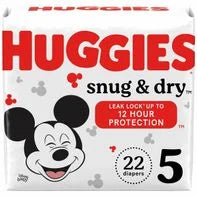 Huggies Snug & Dry Baby Diapers, Size 5 (27+ lbs) 22 ct