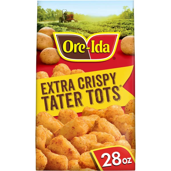 Ore-Ida Extra Crispy Tater Tots Seasoned Shredded Food Snacks Frozen Potatoes 28 oz
