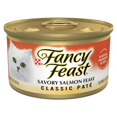 Purina Fancy Feast Classic Paté Savory Salmon Feast Gourmet Cat Food, 3 oz