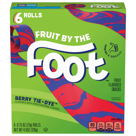 Fruit by the Foot Fruit Flavored Snacks, Berry Tie-Dye 6 ct