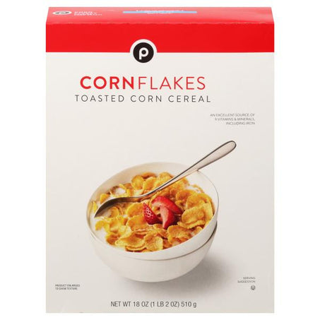 Publix Cereal, Toasted Grain, Corn Flakes 18 oz