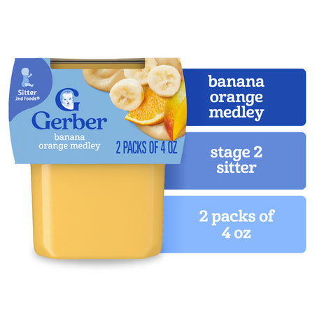 Gerber Stage 2 Baby Food Banana Orange Medley Puree Tub Baby Puree 8 oz