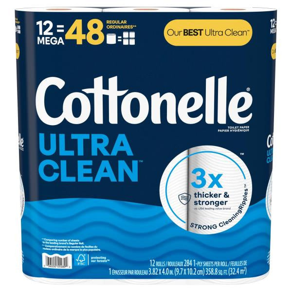 Cottonelle Ultra Clean Strong Toilet Paper 12 ct