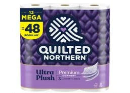 Quilted Northern Bathroom Tissue, Unscented, Mega Rolls, 3-Ply 12ct