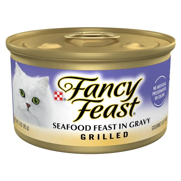 Purina Fancy Feast Grilled Seafood Feast in Gravy Gourmet Cat Food, 3 oz