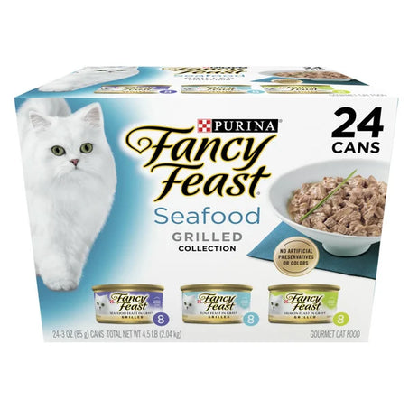 Purina Fancy Feast Grilled Collection Seafood Gourmet Cat Food, 3 oz, 24 count