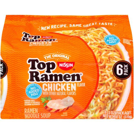 Nissin Top Ramen Chicken Flavor Ramen Noodle Soup 6 pack