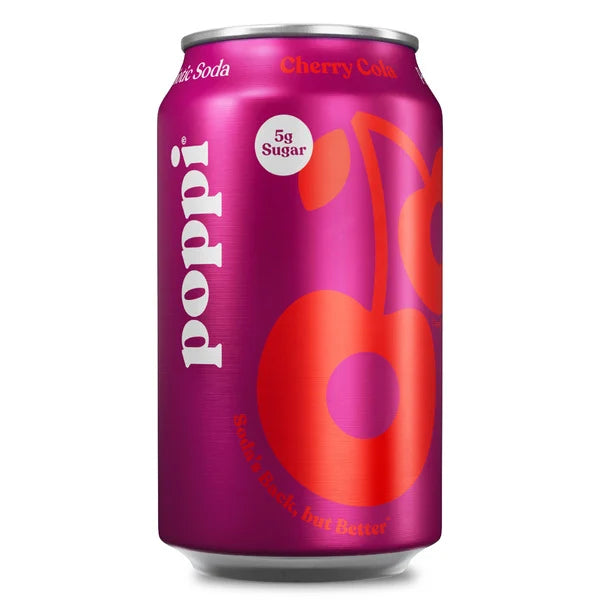Poppi Prebiotic Soda, Cherry Cola 12 fl oz