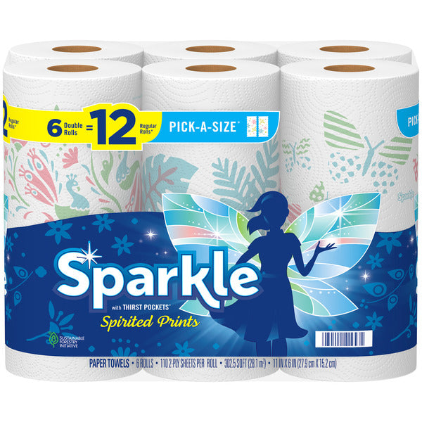 Sparkle Pick-A-Size Spirited Prints Paper Towels 6 ct