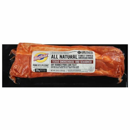 Hatfield Pork Loin Filet, Dry Rubbed, Texas Smokehouse BBQ Seasoned 22 oz