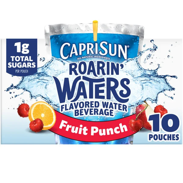 Capri Sun Fruit Punch Wave Naturally Flavored Kids Water Beverage Drink Pouches