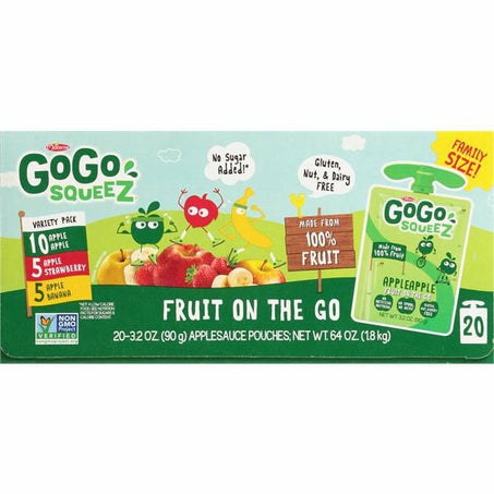 GoGo Squeez Applesauce, Variety Apple Banana Strawberry • 20 x 3.2 oz