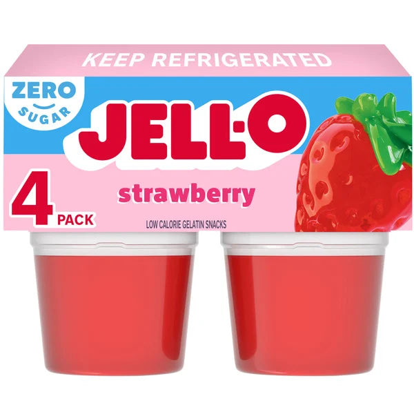Jell-O Strawberry Sugar Free Refrigerated Gelatin • 4 x 13.5 oz
