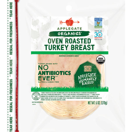 Applegate Organic Oven Roasted Turkey Breast Sliced 6 oz