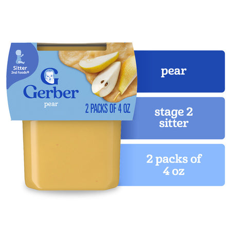 Gerber Stage 2 Baby Food Pear Puree Tub Baby Puree 4 oz