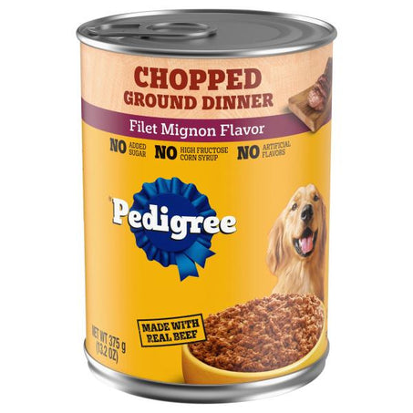 Pedigree Chopped Ground Dinner Adult Canned Wet Dog Food Filet Mignon 13.2 oz