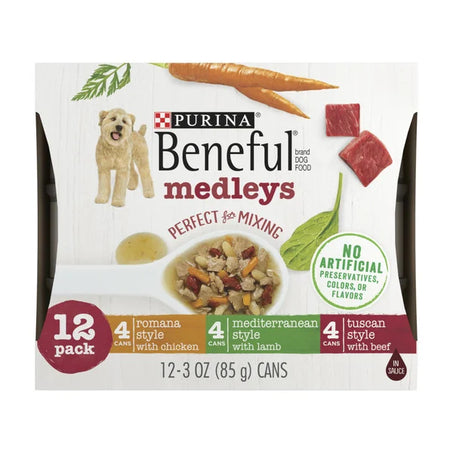 Purina Beneful Wet Dog Food , Medleys Tuscan, Romana & Mediterranean Style 3 oz • 12 x 3 oz