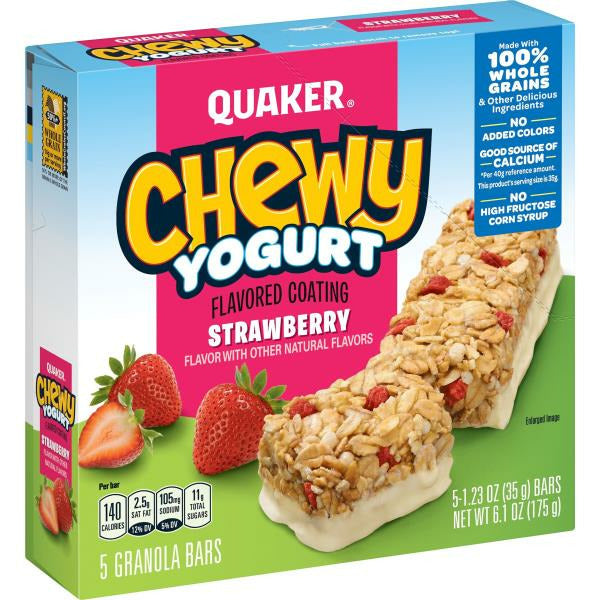 Quaker Chewy Yogurt Granola Bars, Strawberry - 5 Pack