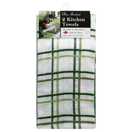 Ritz Kitchen Towels, Ultra Absorbent, Multi Check, Cactus 2 each