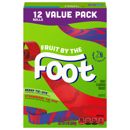 Fruit by the Foot Fruit Flavored Snacks, Berry Tie-Dye, Strawberry Tie-Dye, Value Pack 12 ct