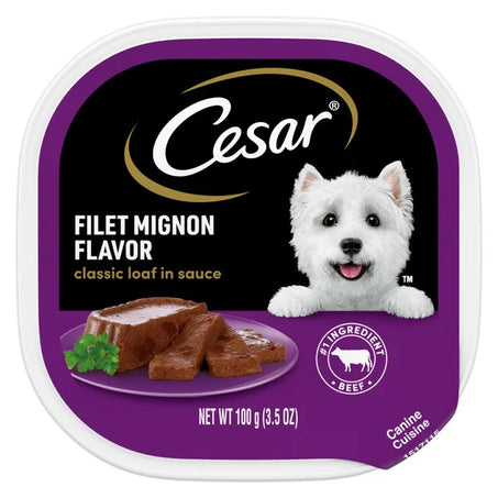 Cesar Classic Loaf in Sauce Filet Mignon Flavor Canine Cuisine, 3.5 oz