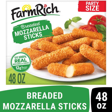 Farm Rich Breaded Mozzarella Cheese Sticks, Frozen 48 oz