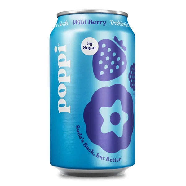 Poppi Prebiotic Soda, Wild Berry 12 fl oz