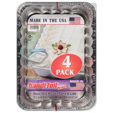 Handi-foil 13 x 9 Cake Pans & Lids 4 ct