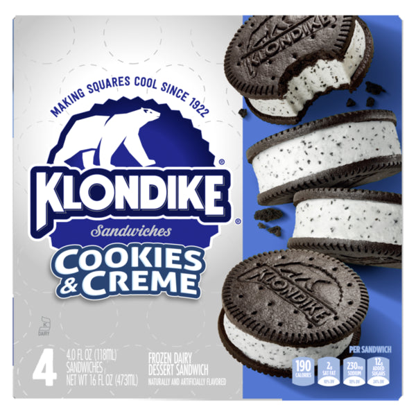 Klondike Frozen Dairy Dessert Sandwiches Cookies And Creme