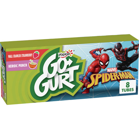 Go-Gurt Marvel Wall Crawler Strawberry and Heroic Punch Kids Yogurt Tubes 8 ct