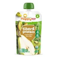 Happy Tot Happt Tot Organics Stage 4 Baby Food Pouches, Gluten Free,  Fiber & Protein Fruit & Veggie Puree, Pears, Kiwi & Kale