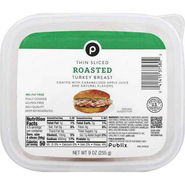 Publix Turkey Breast, Roasted, Thin Sliced 9oz