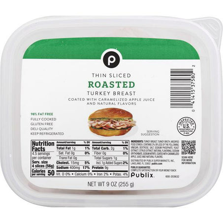 Publix Turkey Breast, Roasted, Thin Sliced 9oz
