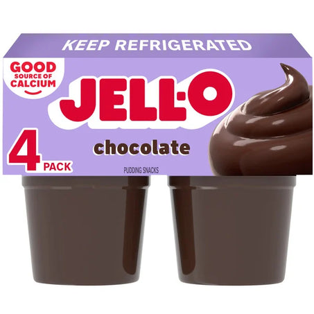 Jell-O Original Chocolate Refrigerated Pudding Cup Snacks Value Pack • 4 x 3.88 oz